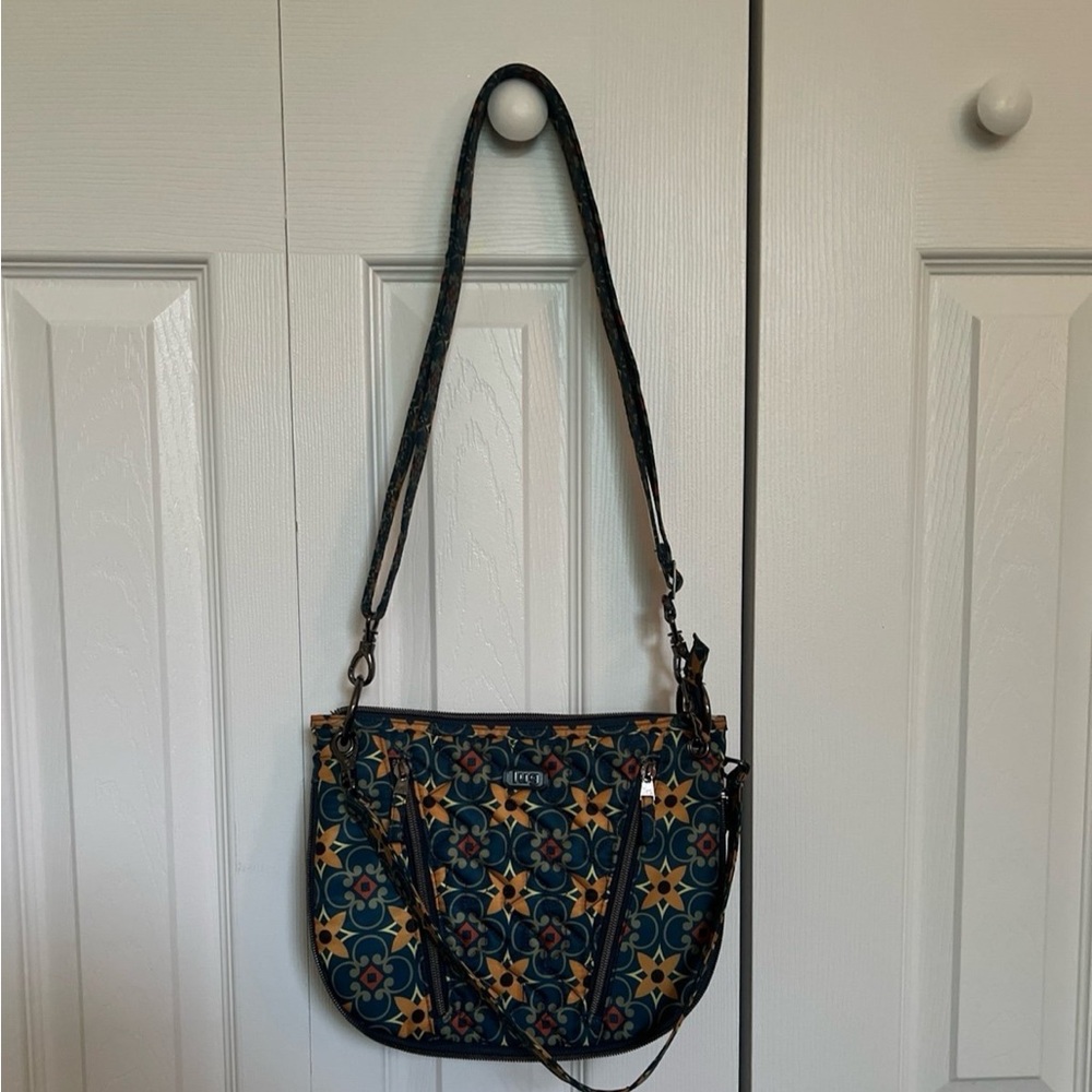 LUG Swivel Convertible Tiles Teal Patterned Shoulder Bag with Crossbody Strap - Picture 5 of 9